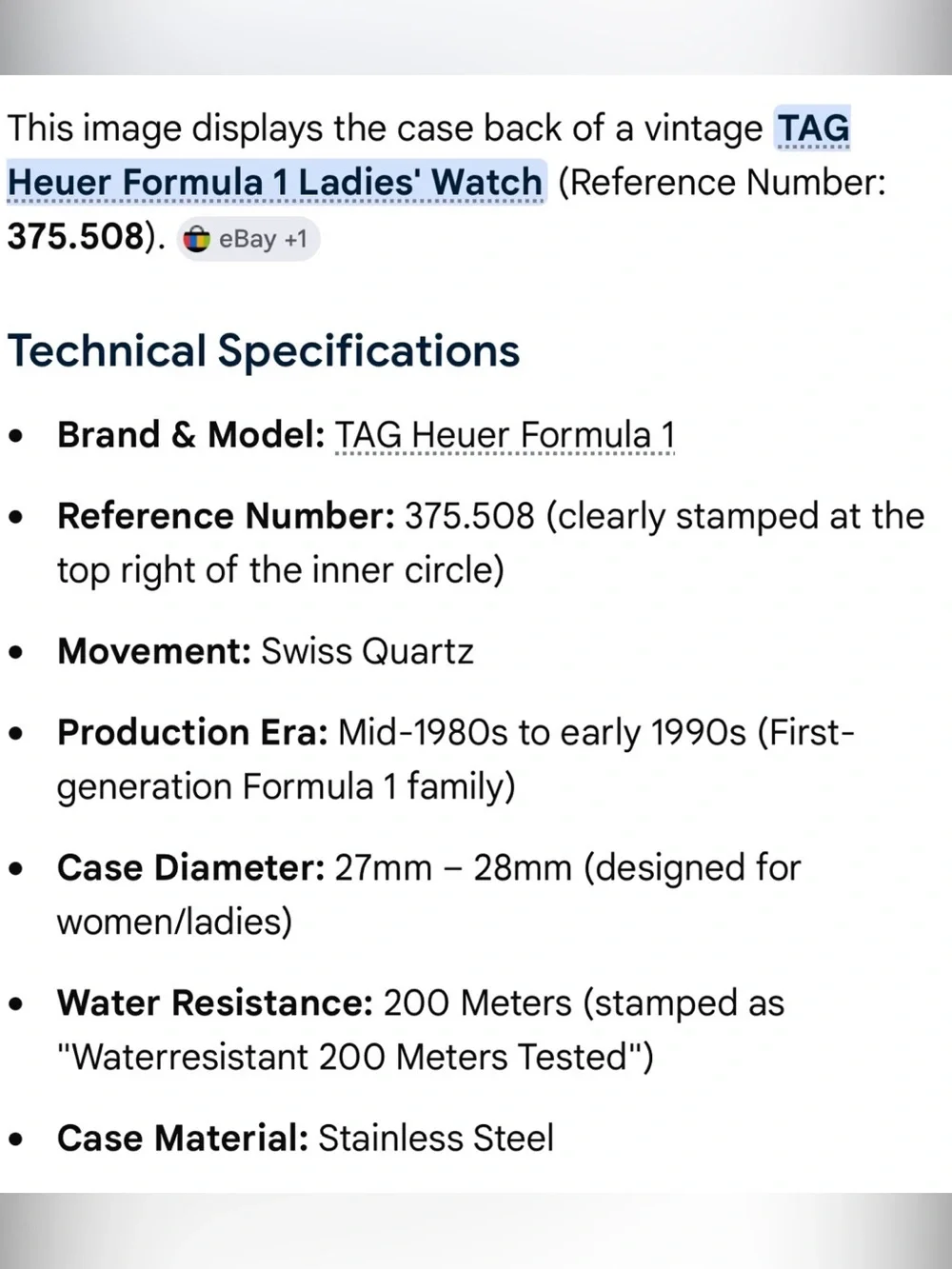 TAG Heuer Professional 200M Quartz Formula 1  375.508